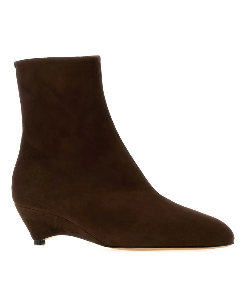 Jil Sander Women's Brown Suede Ankle Boots 601 Stivali Brown