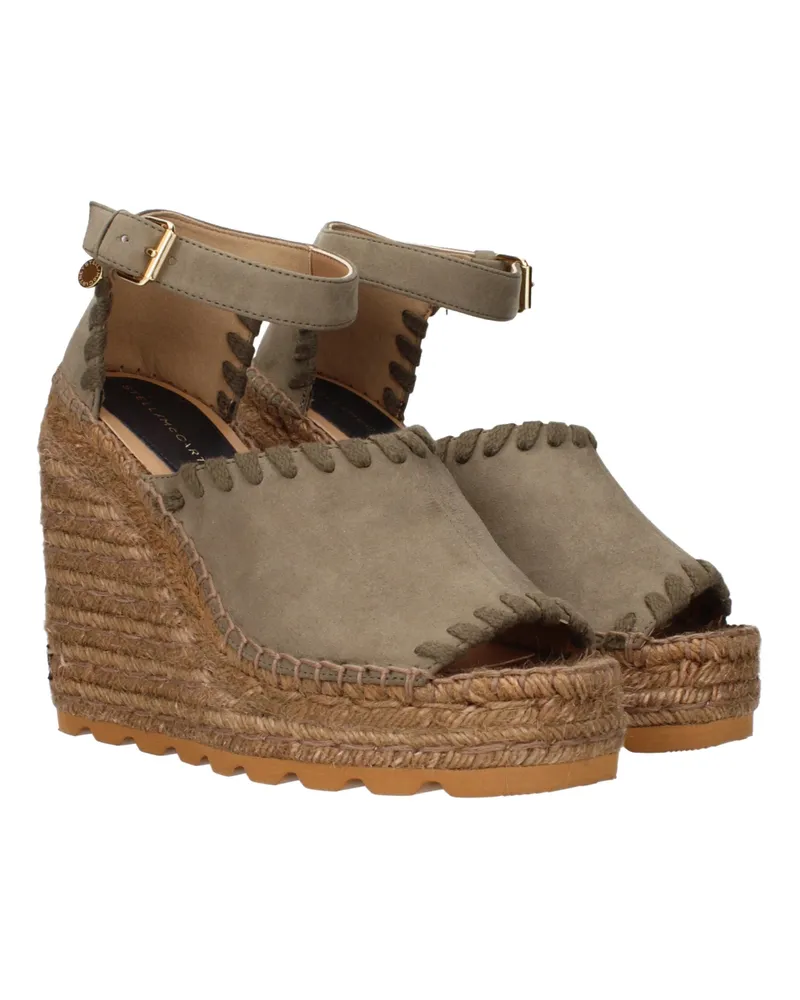 Stella McCartney Women's Green Leather Wedge Sandals Green