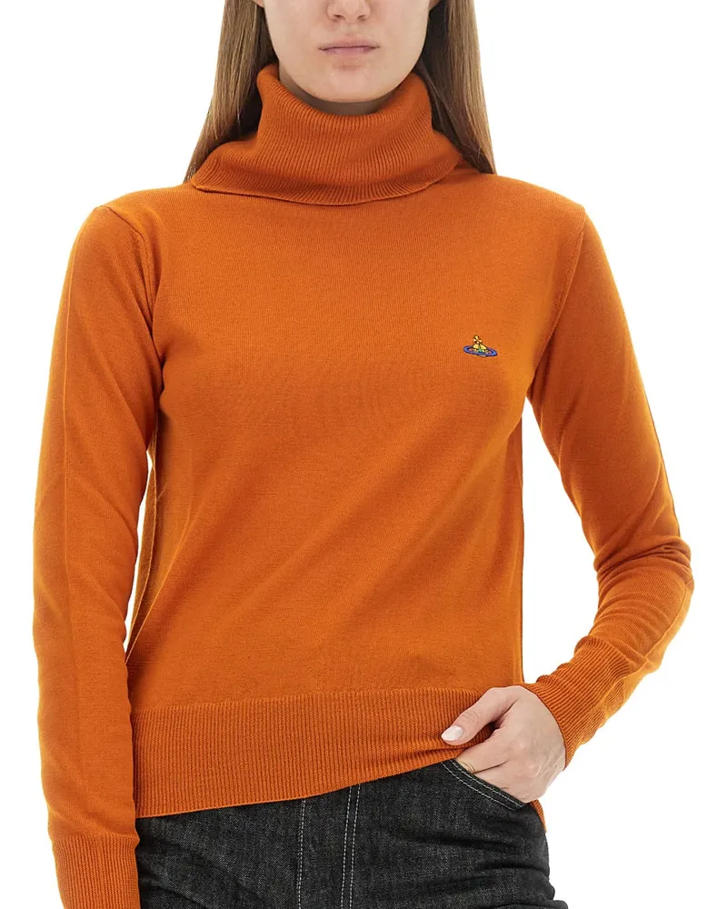 Vivienne Westwood Virgin Wool Turtleneck Sweater — Orange Orange