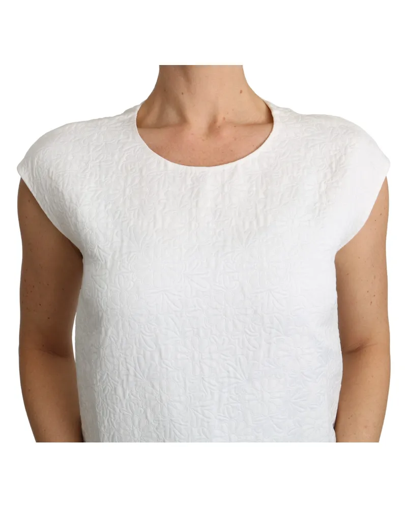 Dolce & Gabbana Women's White Floral Brocade Blouse Cotton Top Polyester White
