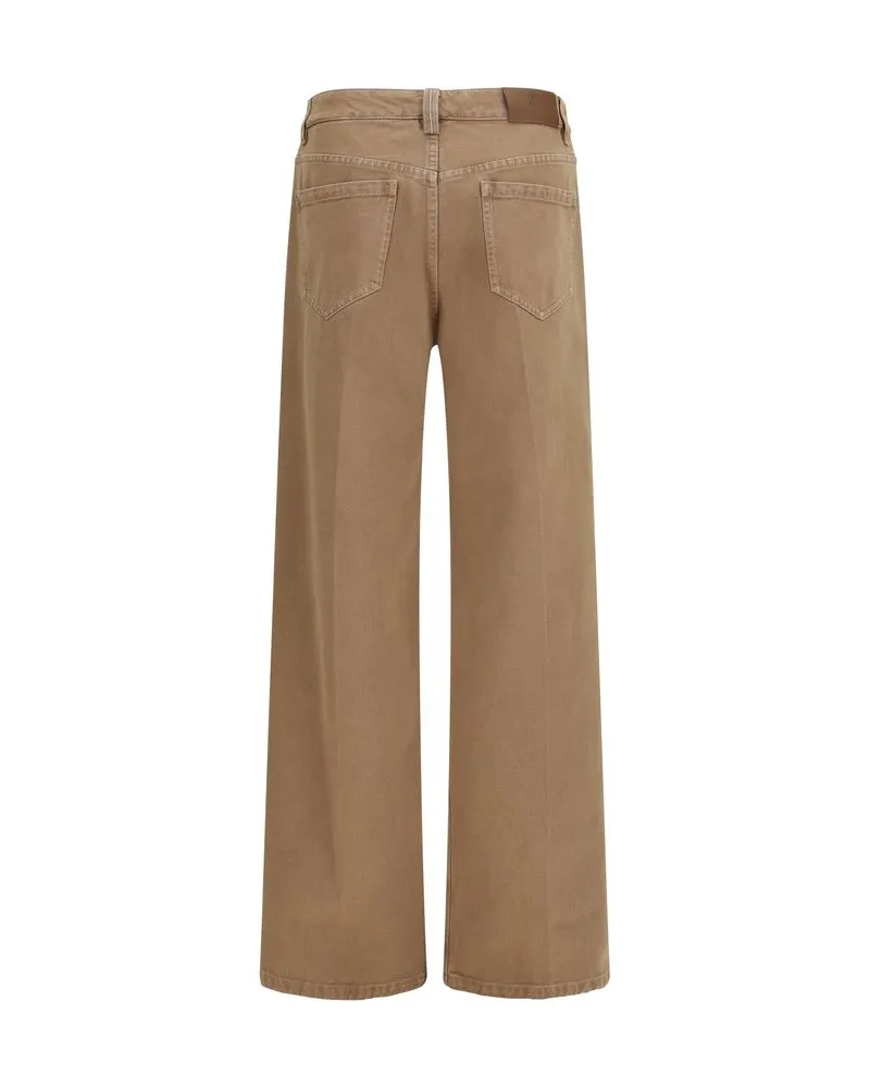 Brunello Cucinelli Women's Brown Cotton Straight-Leg Jeans Clothing Brown