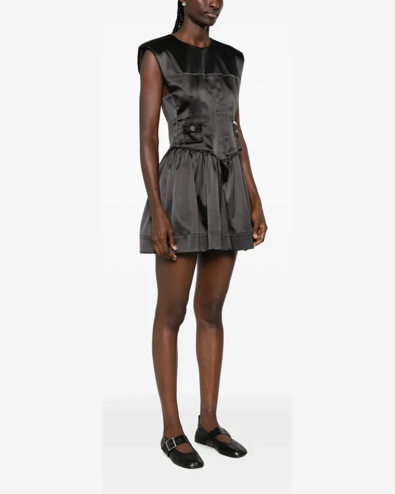 Ganni Satin Corset Mini Dress — Black Black