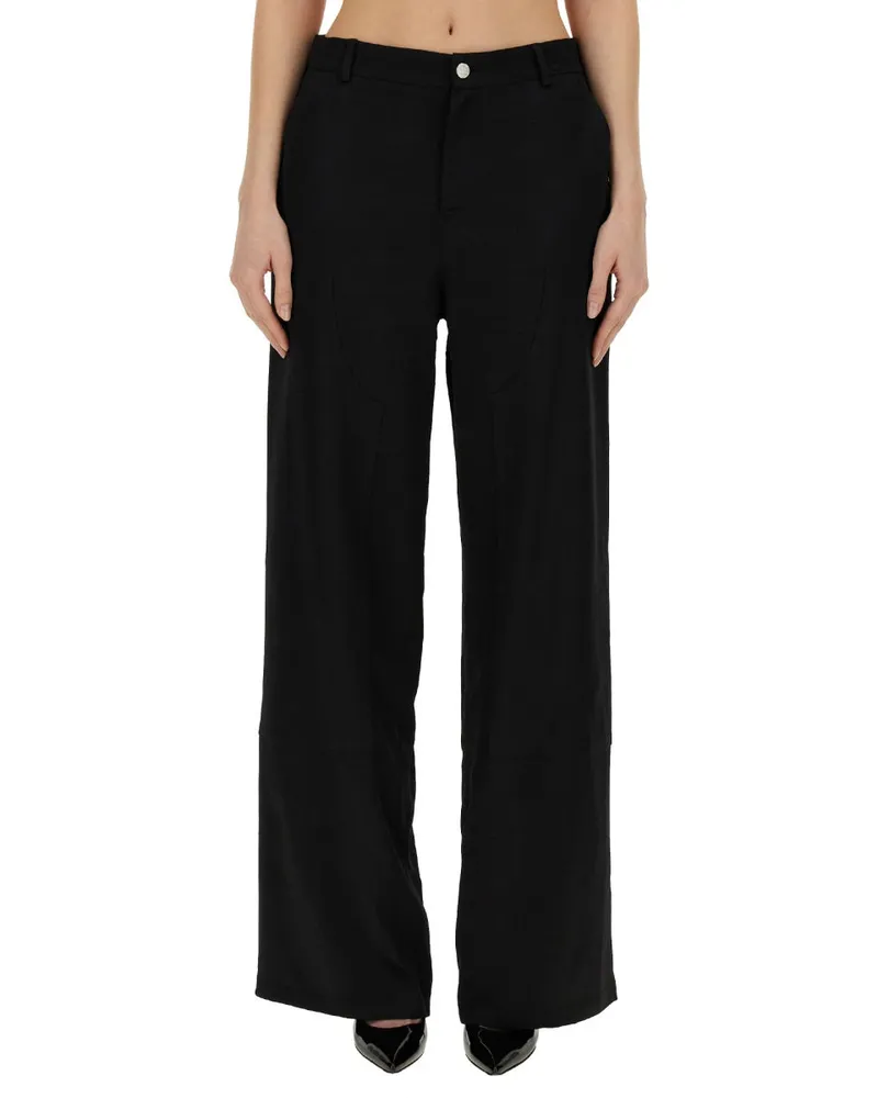Moschino Wide Leg Viscose Trousers — Black 