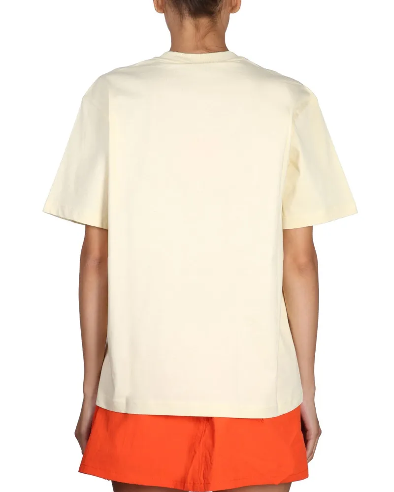 SUNNEI Logo-Embroidered Cotton T-Shirt — Beige Beige