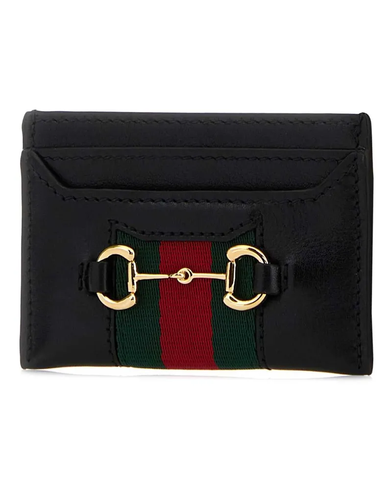 Gucci Women's Black Leather Card Holder Blackvrv Portafogli Wallet Black