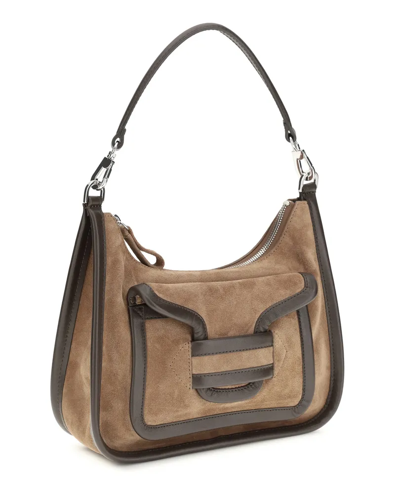 Pierre Hardy Women's Shoulder Bag Alpha Day Suede Calf Brown Leather Brown
