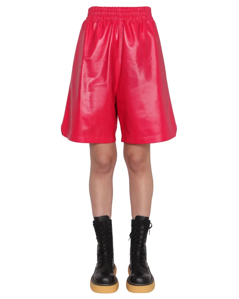 Bottega Veneta Leather Shorts — Red Red