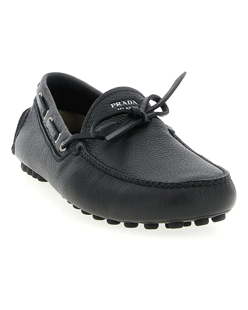 Prada Hammered Leather Loafer — Black Black