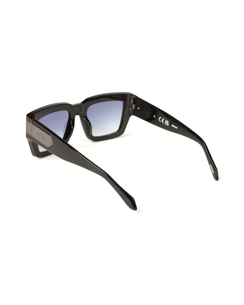 Just Cavalli SJC177V Acetate Square Frame Sunglasses — Black Black