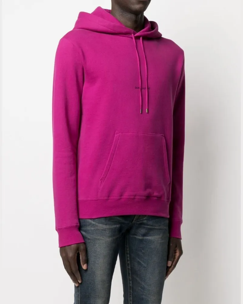 Saint Laurent Men's Rive Gauche Logo Hoodie Pink Clothing > Knitwear Pink