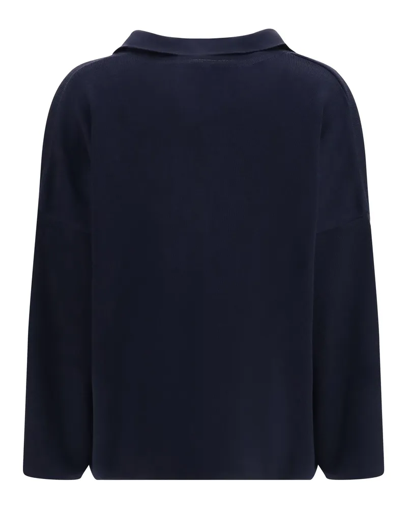 Ella Women's Wool Polo Collar Sweater Blue Navy Merino Ovis Aries Shirts Navy