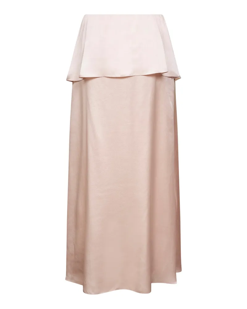 Chloé Women's Pink Washed Silk Satin Midi Skirt Pink