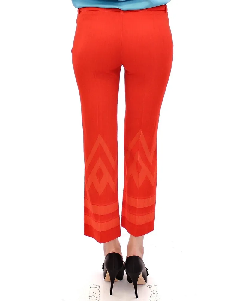 Versace Women Red Pants Cropped 3-4 Short Nude Capri Red