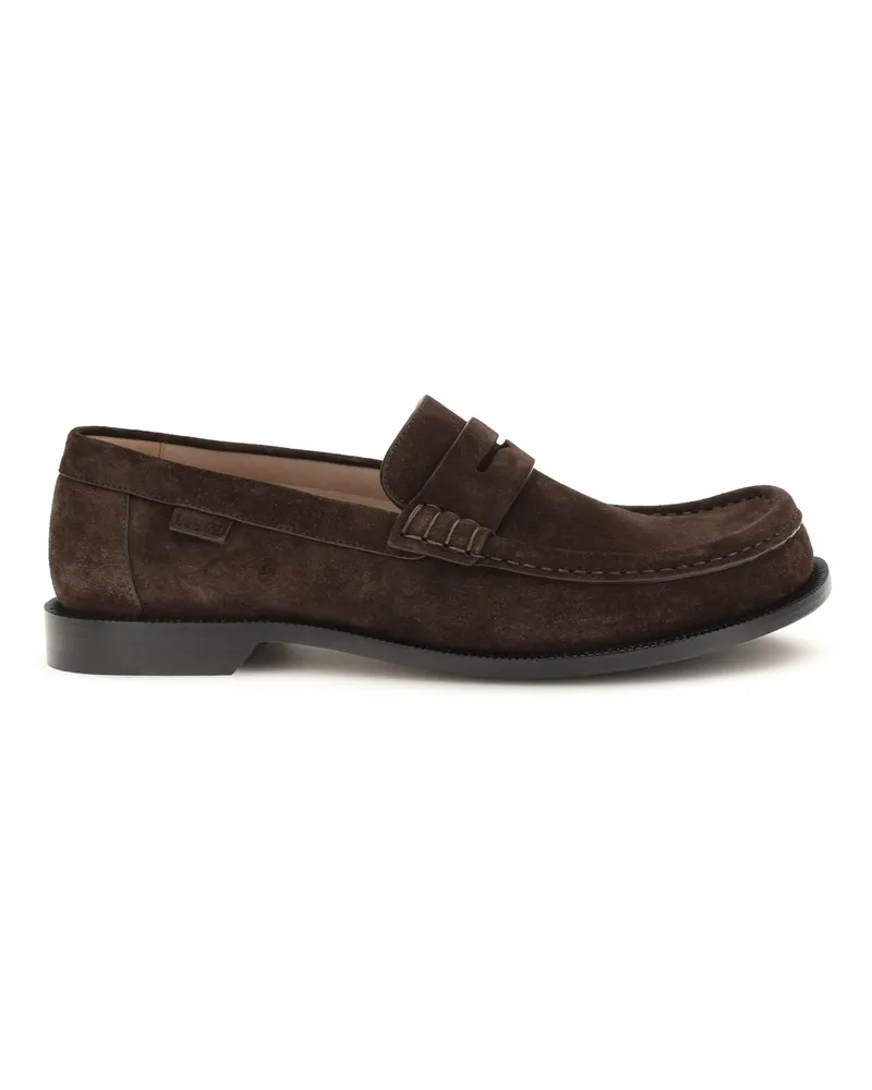 Loewe Men's Loafers Campo Suede Calfskin Dark Brown Brown