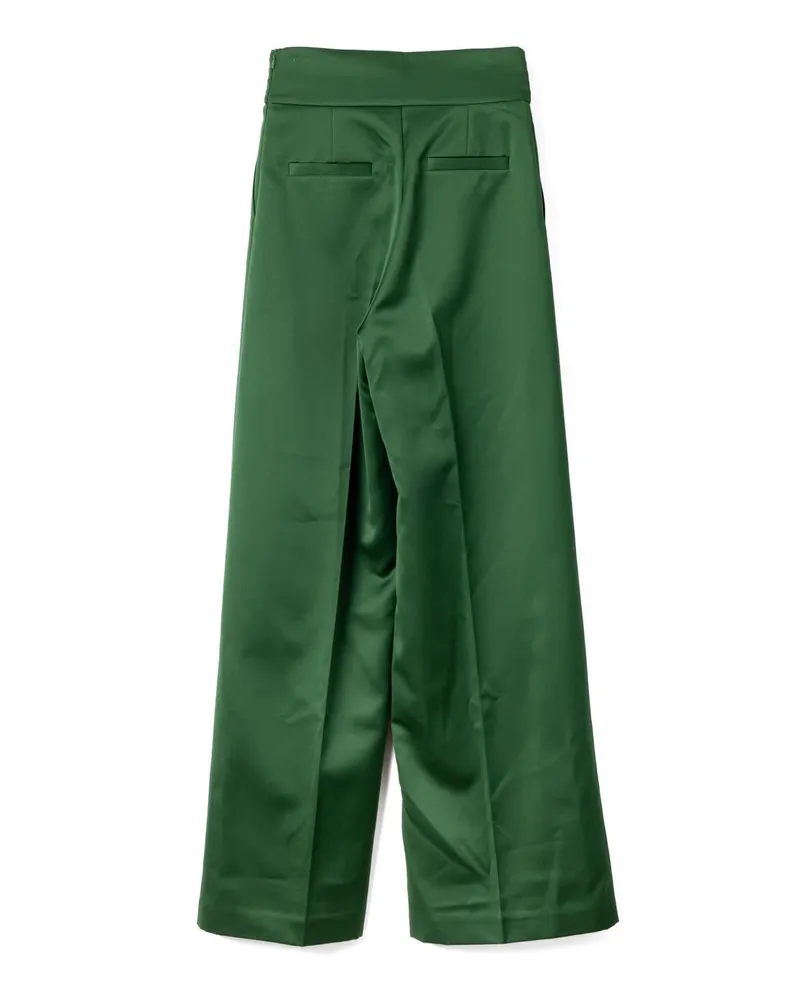 Viktor & Rolf Pleated Satin Trousers — Green Green