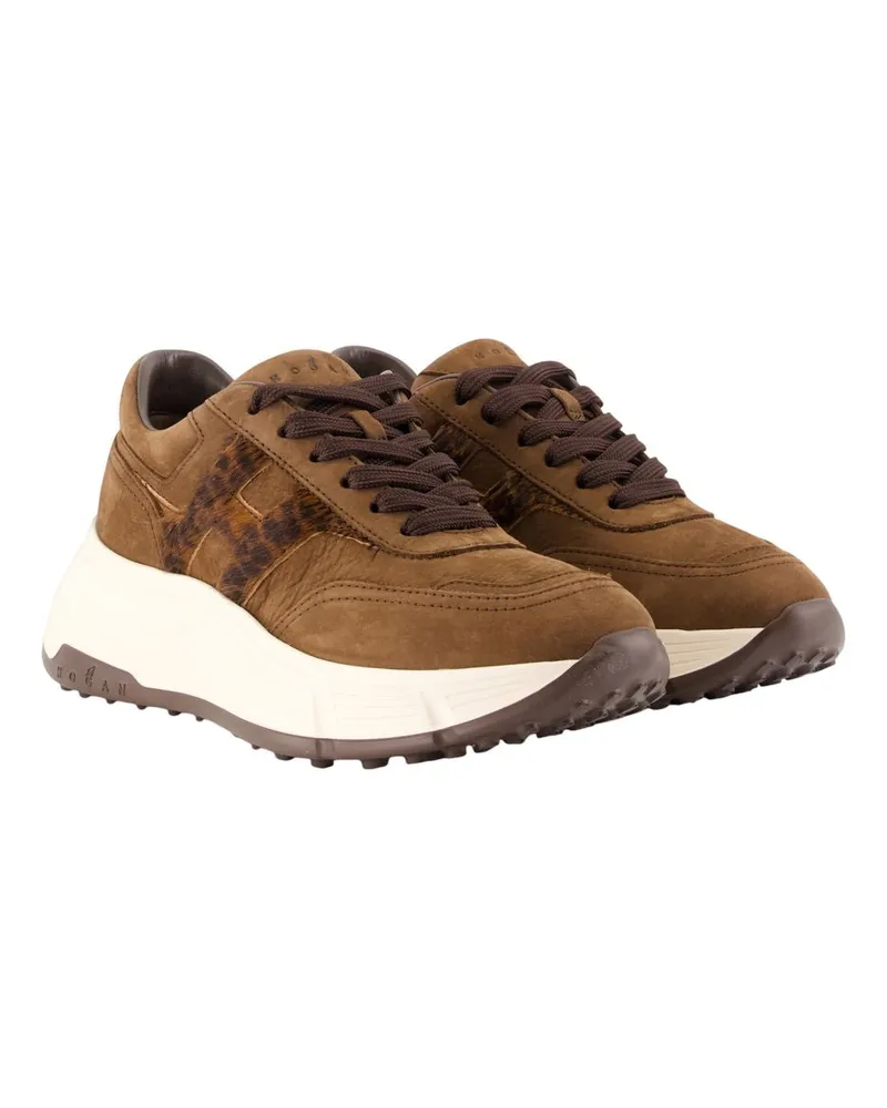 Hogan Women's H669 Allacciato Sneaker Brown Calfskin Brown