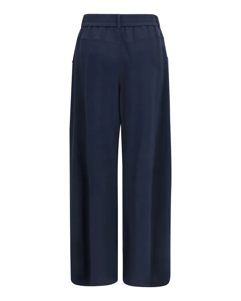 Brunello Cucinelli Sporty Wide-Leg Trousers — Navy Navy