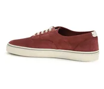 Reversed Calfskin Low-Top Sneaker — Burgundy