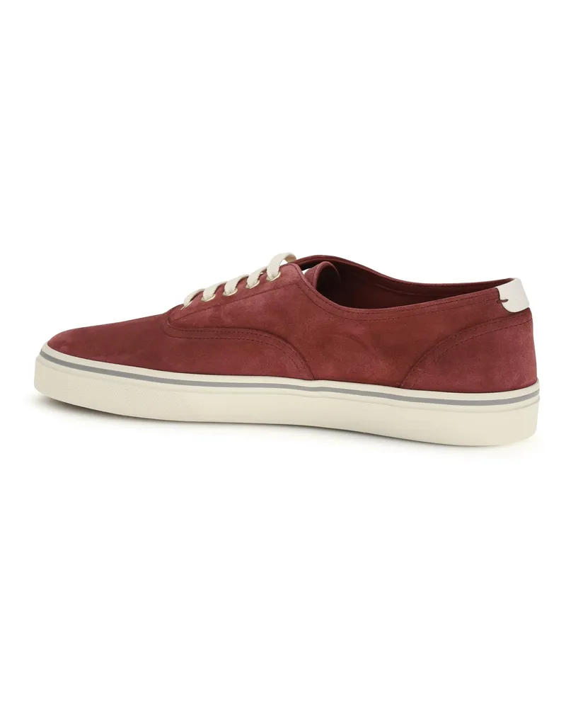 Brunello Cucinelli Reversed Calfskin Low-Top Sneaker — Burgundy 