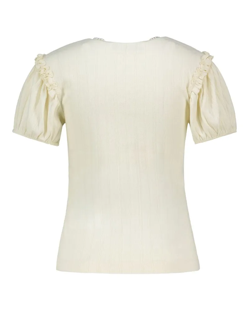 Simone Rocha Women's Pointelle Puff Sleeve Cardigan -  Synthetic Ivory Ready-To-Wear Knitwear Ivory