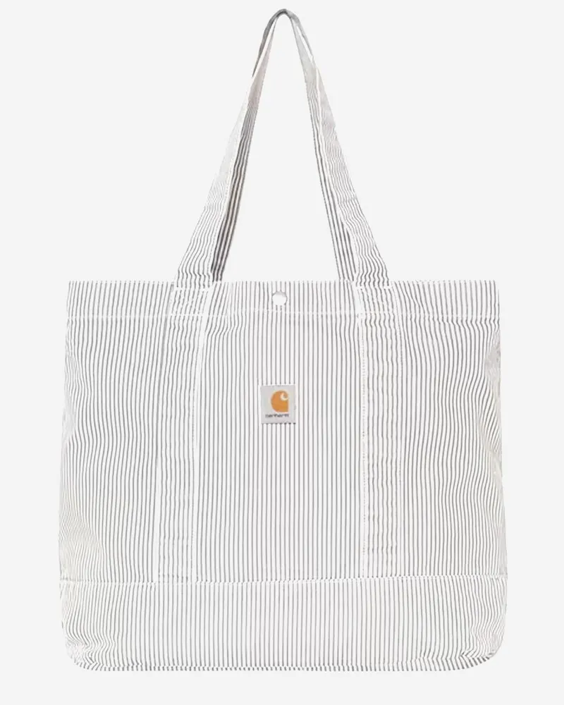 Carhartt WIP Men's Tote Bag Striped Cotton Grey Shoulder Gray