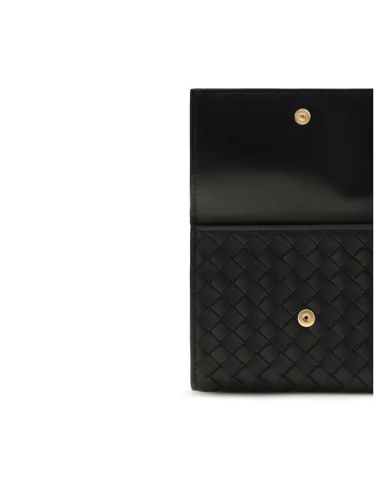 Bottega Veneta Women's Trifold Wallet Intrecciato Black-Gold Lamb Leather & Purses Black/gold Black