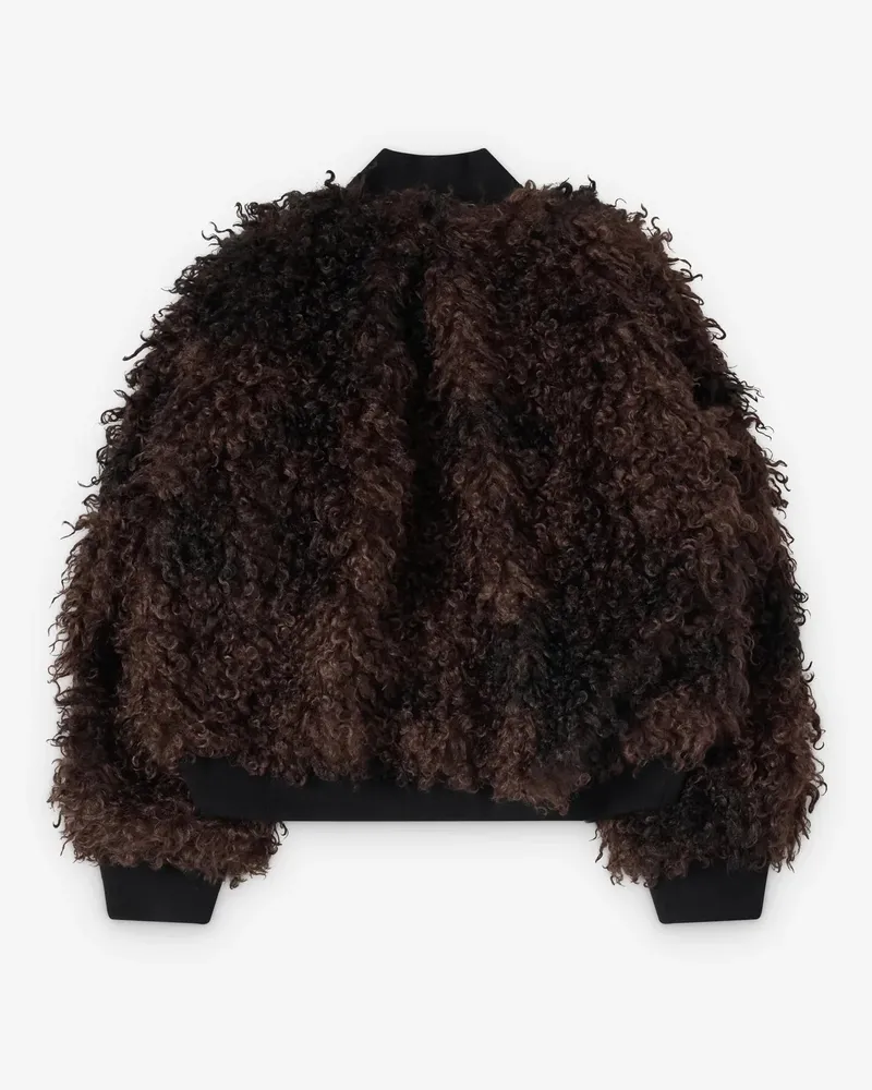 Sacai Women's Blouson Curly Faux Fur Marron Brown Jacket Brown