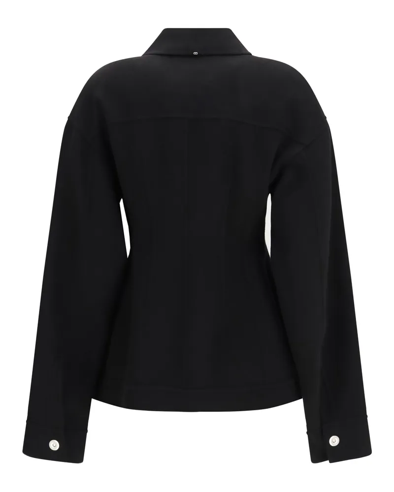 Max Mara Women's Arena Short Virgin Wool Coat Nero Fleece Ovis Aries Jacket Black