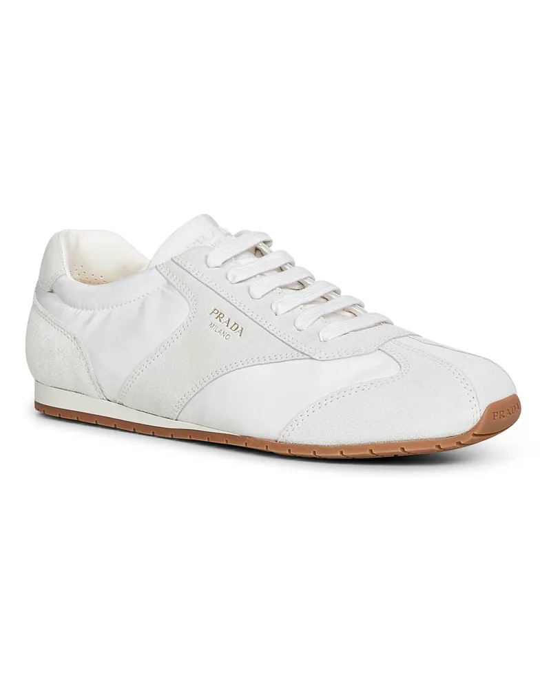 Prada Men's White Re-Nylon And Suede Sneakers Recycled Polyamide Trainers White