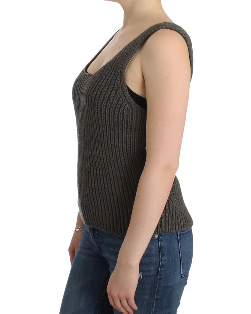 Ermanno Scervino Women Gray Knit Top Knitted Sweater Merino Wool Acrylic Gray