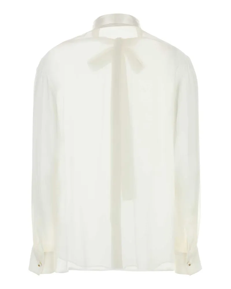 Dolce & Gabbana Women's Silk Tie-Neck Shirt White White