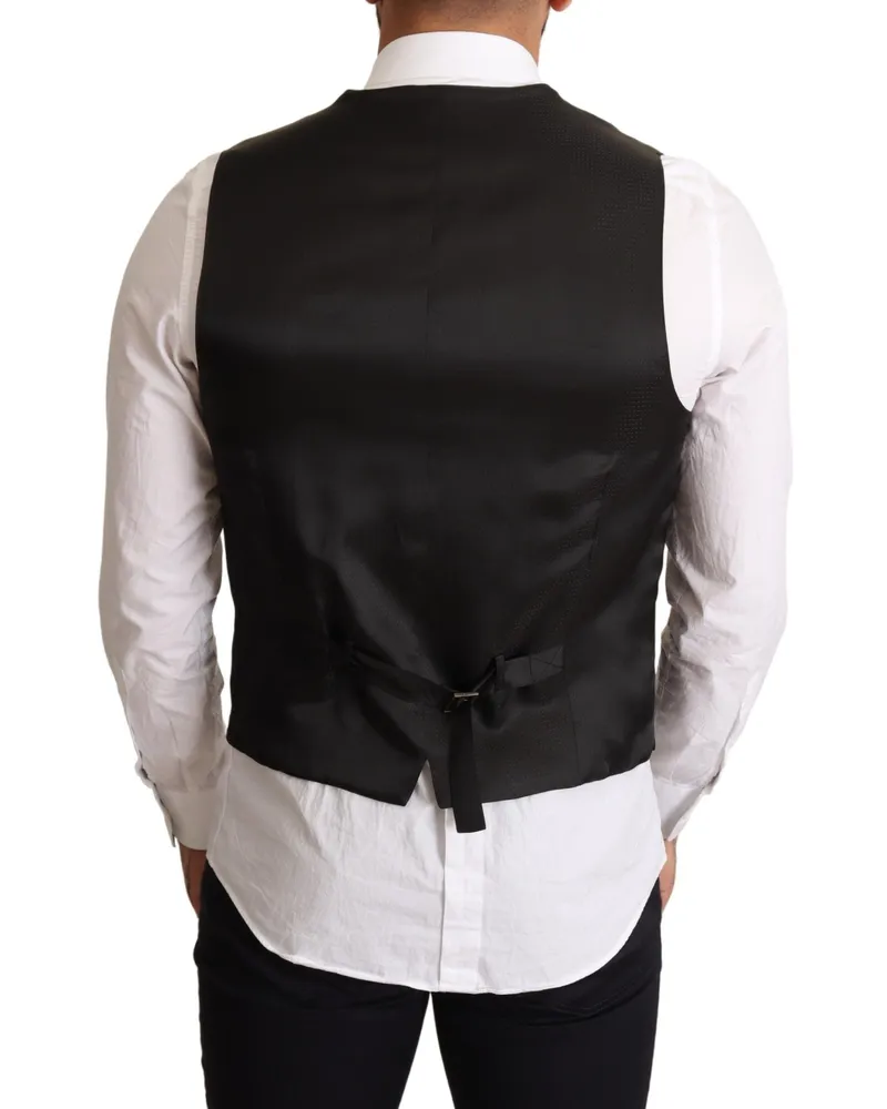 Dolce & Gabbana Men's Black Formal Dress Vest Polyester Wool Elastane Black