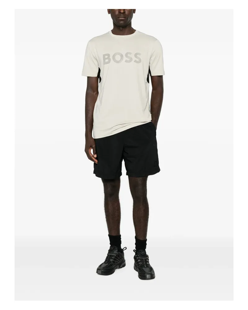 HUGO BOSS Logo-Print Cotton T-Shirt — Beige Beige
