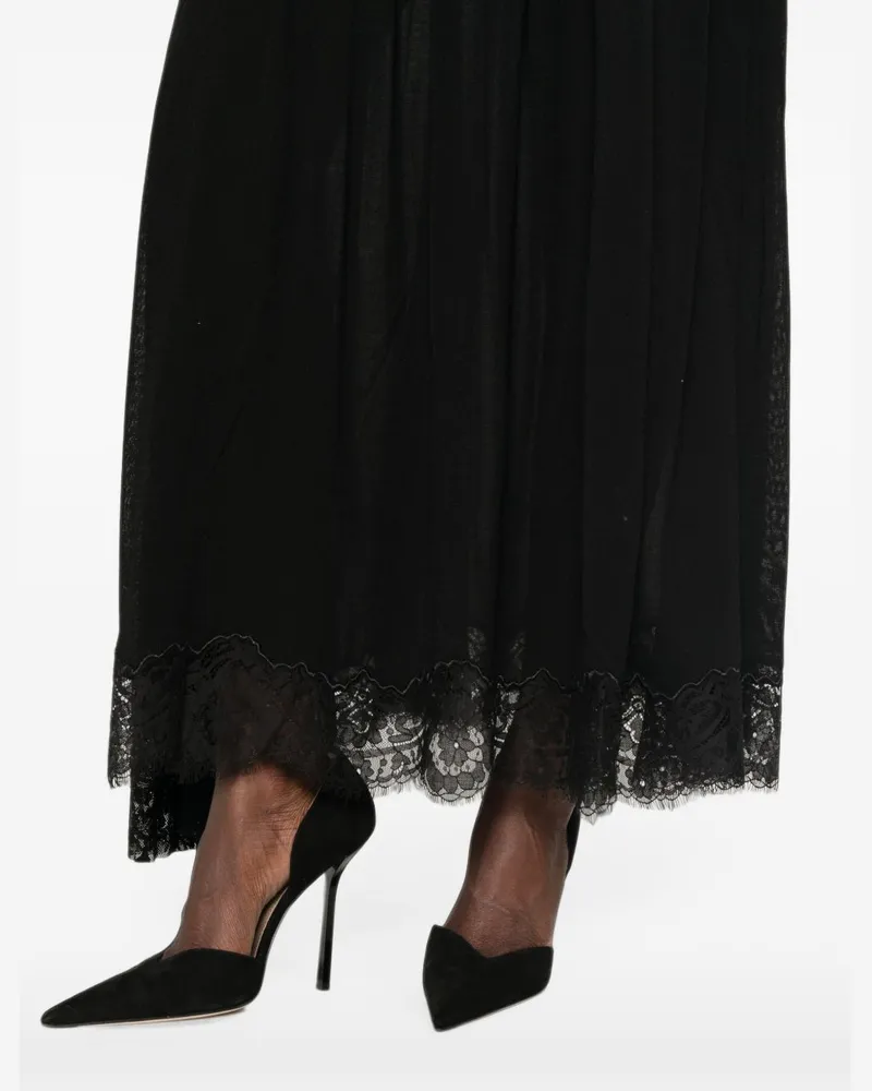 Zimmermann Pleated Lace Maxi Skirt — Black Black