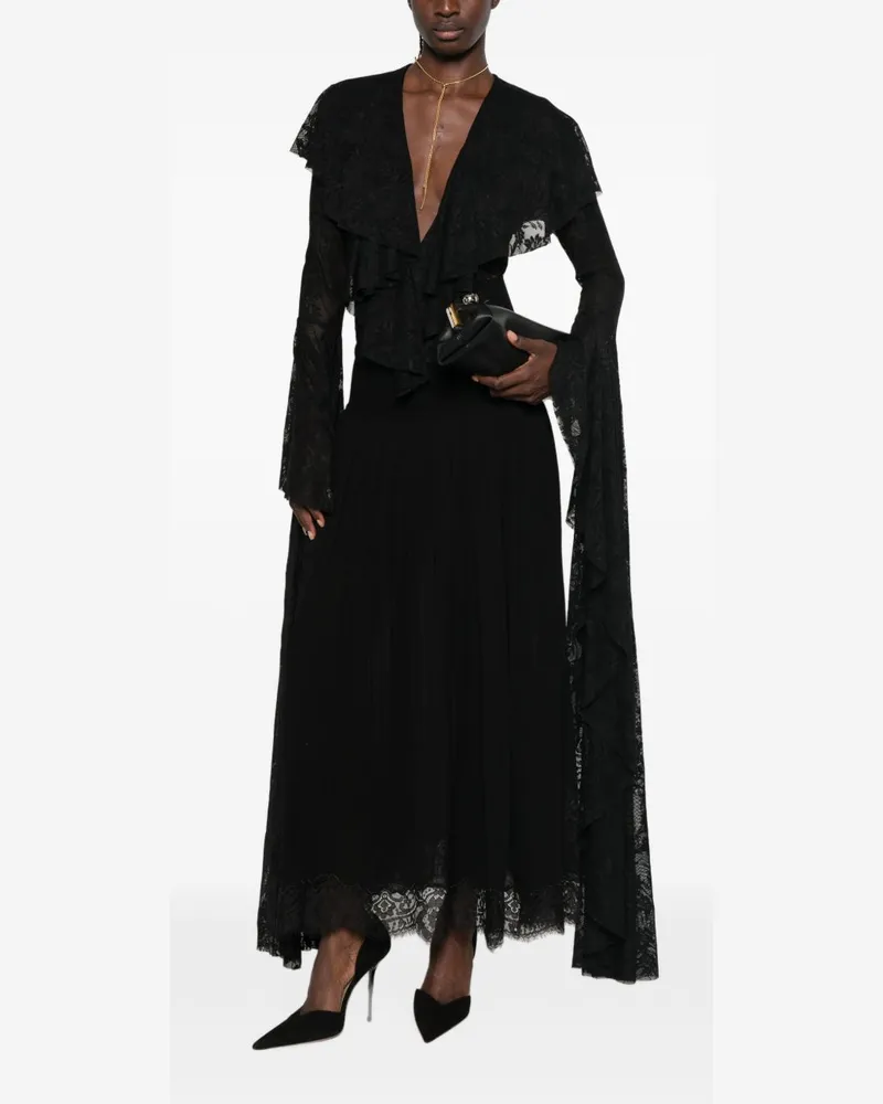 Zimmermann Pleated Lace Maxi Skirt — Black Black