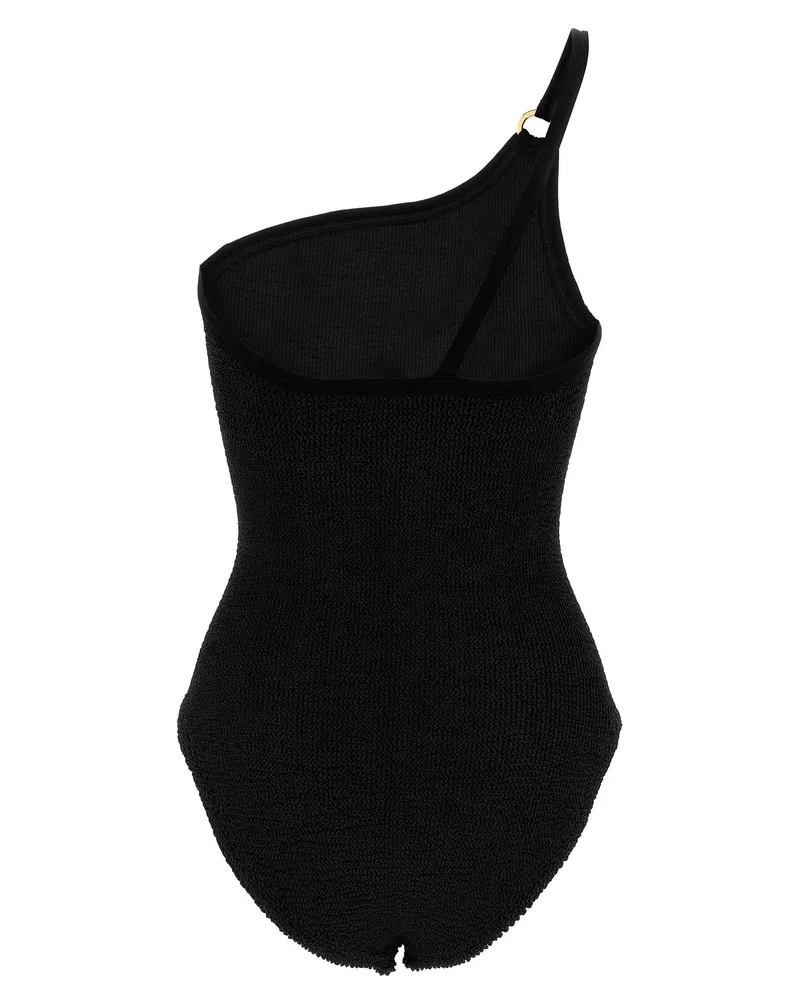 Hunza G Asymmetric One-Shoulder Swimsuit — Black Black