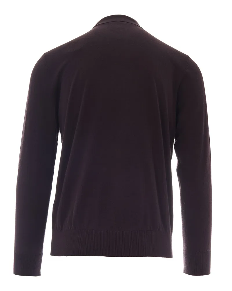 Eleventy Cotton-Cashmere Blend Polo — Burgundy Burgundy
