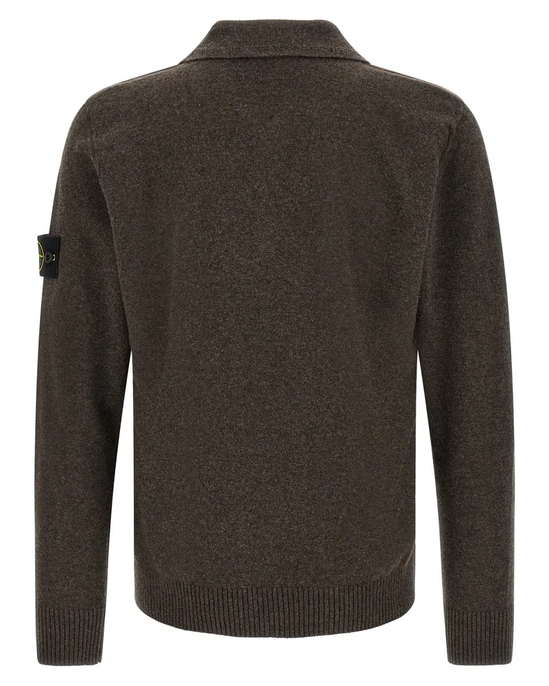 Stone Island Virgin Wool Polo Shirt — Charcoal Charcoal