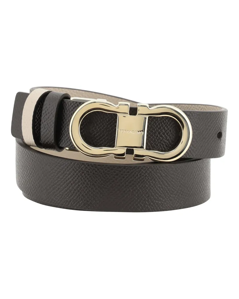 Ferragamo Women's Leather Belt Dark Brown Patterned Calf Brown