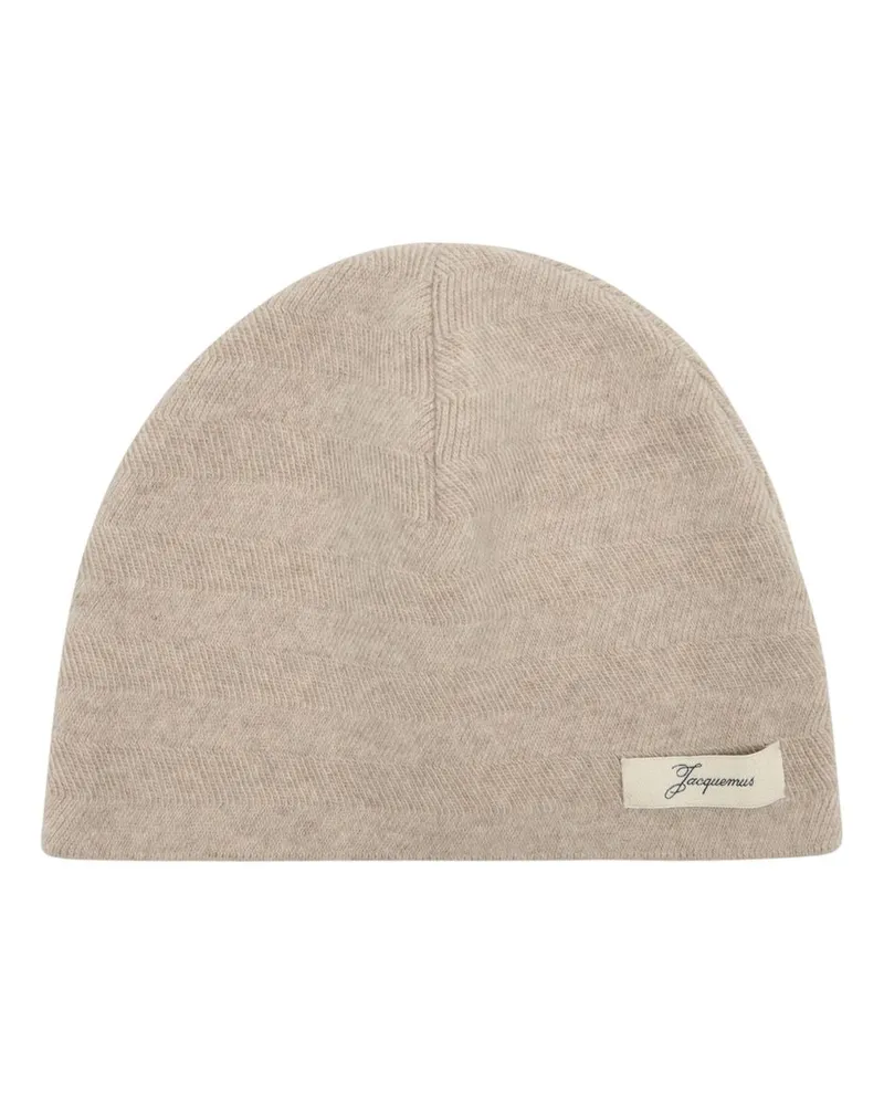 Jacquemus Women's Le Bonnet Chevron -  Wool Beige Accessories Hats Beige