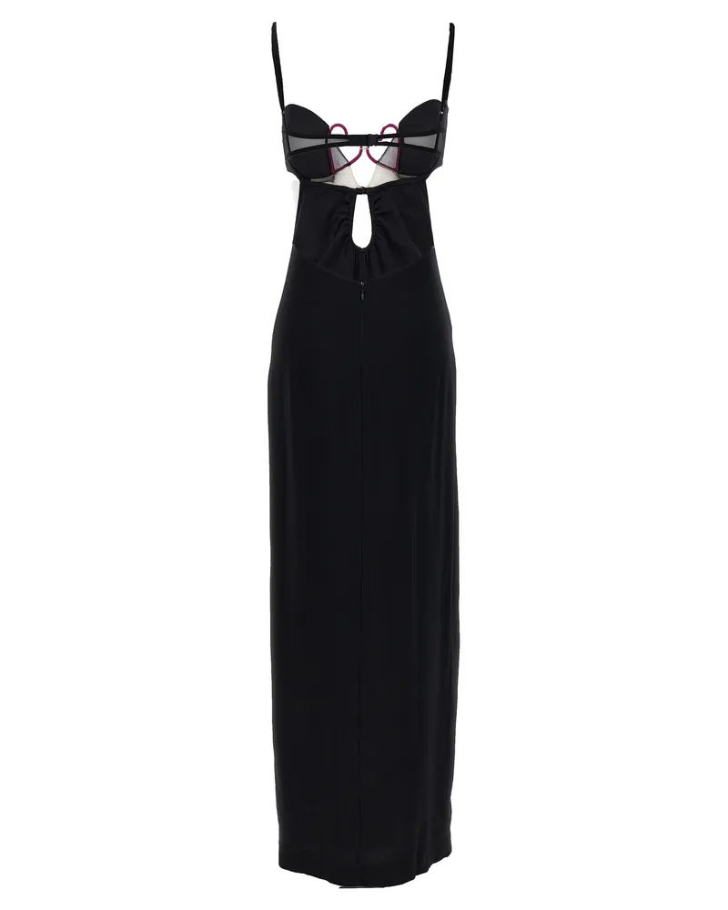 Nensi Dojaka Women Black Viscose Long Dress Black