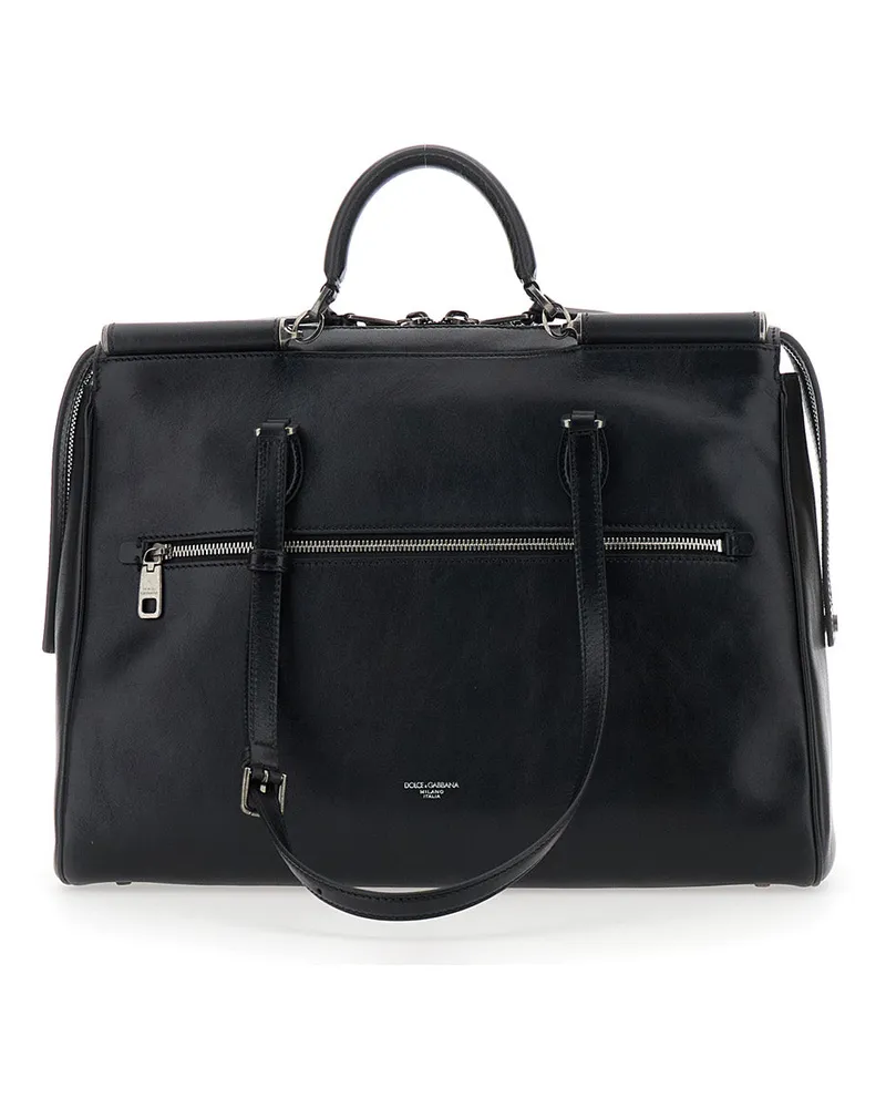 Dolce & Gabbana Men's Shoulder Bag Vittoria Black Leather Calfskin Black