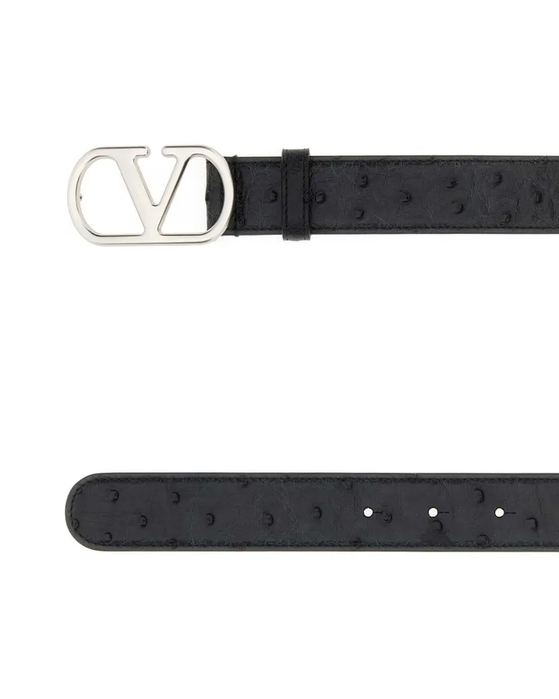 Valentino Garavani Men's Black Leather Vlogo Signature Belt Nero Cinture Black