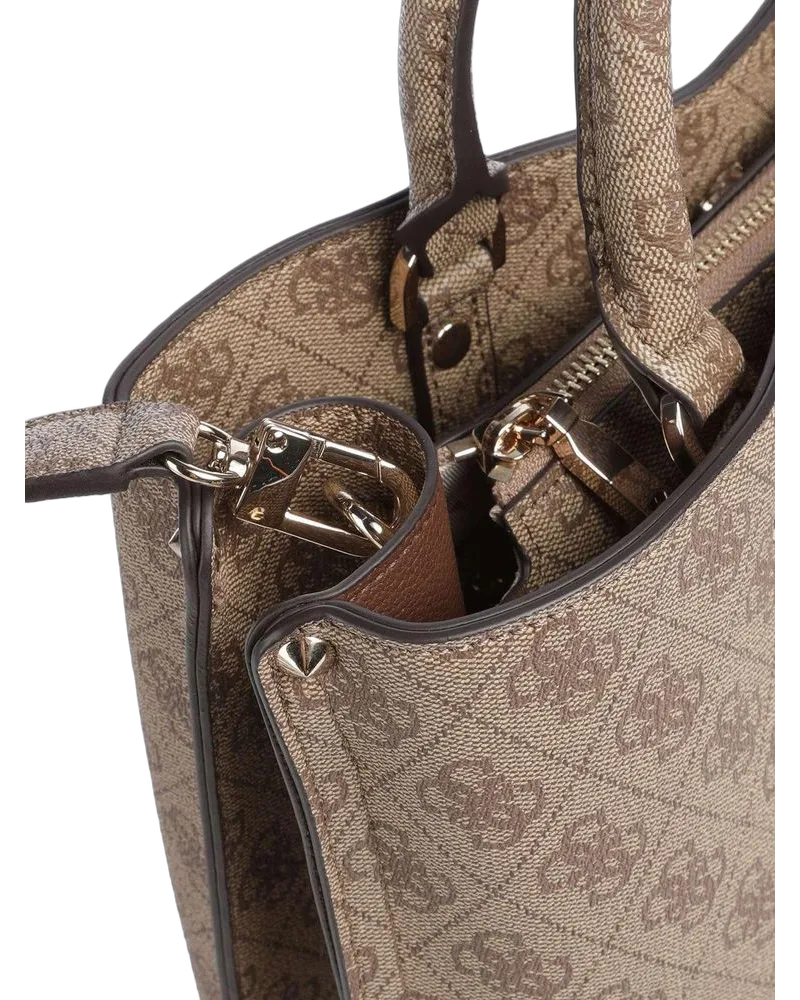 Guess Women's Satchel Latte Logo Polyurethane Satchel-bags Beige