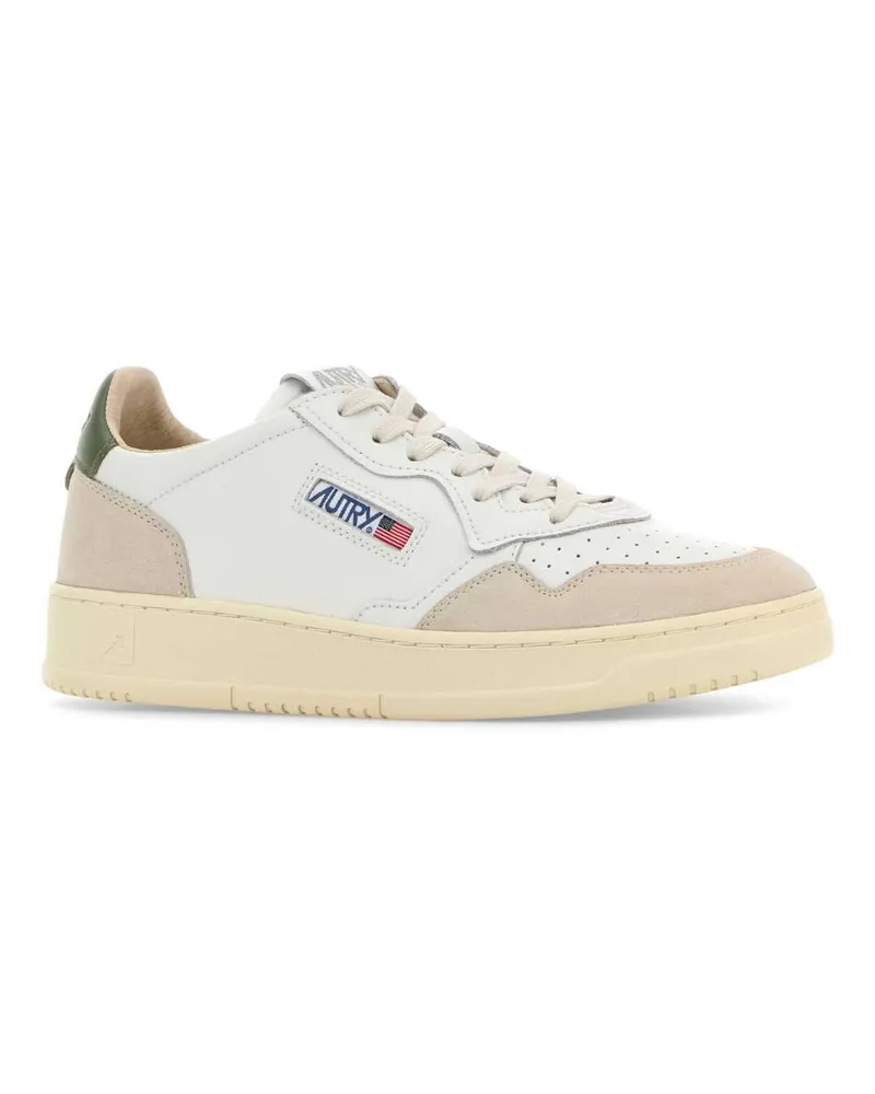 AUTRY Men's White Leather Medalist Sneakers Leatsuedewhtbronzegrn White