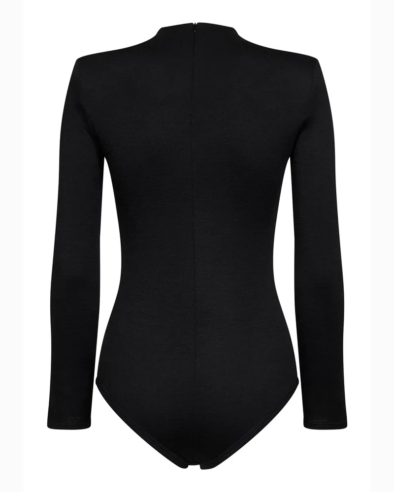 Jil Sander Women's Bodysuit Wool Knit Black Tops Top Black