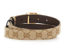 Reversible GG Canvas and Leather Belt — Beige