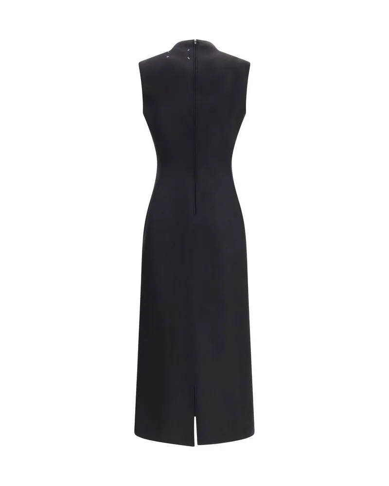 Maison Margiela Women's Black Wool Oves Aries Casual Dress Black
