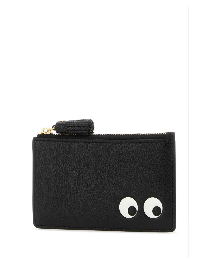 Anya Hindmarch Women's Black Leather Eyes Card Holder Portafogli Wallet Black
