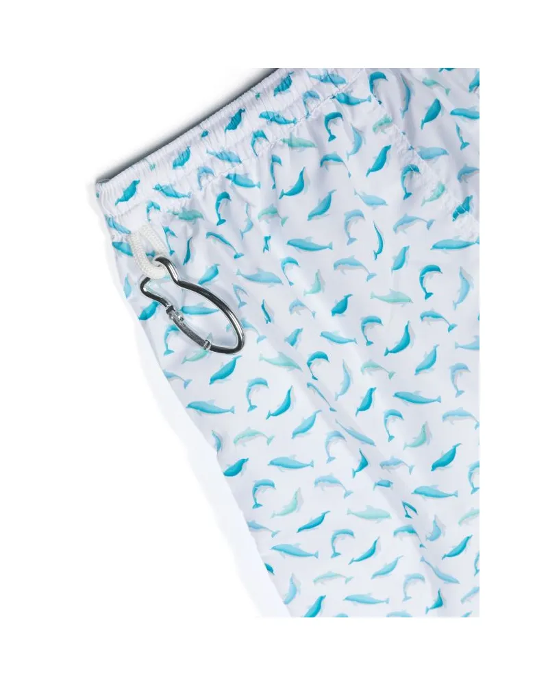 Fedeli Kids' Graphic-Print Drawstring-Waistband Swim Shorts Ss24 B White